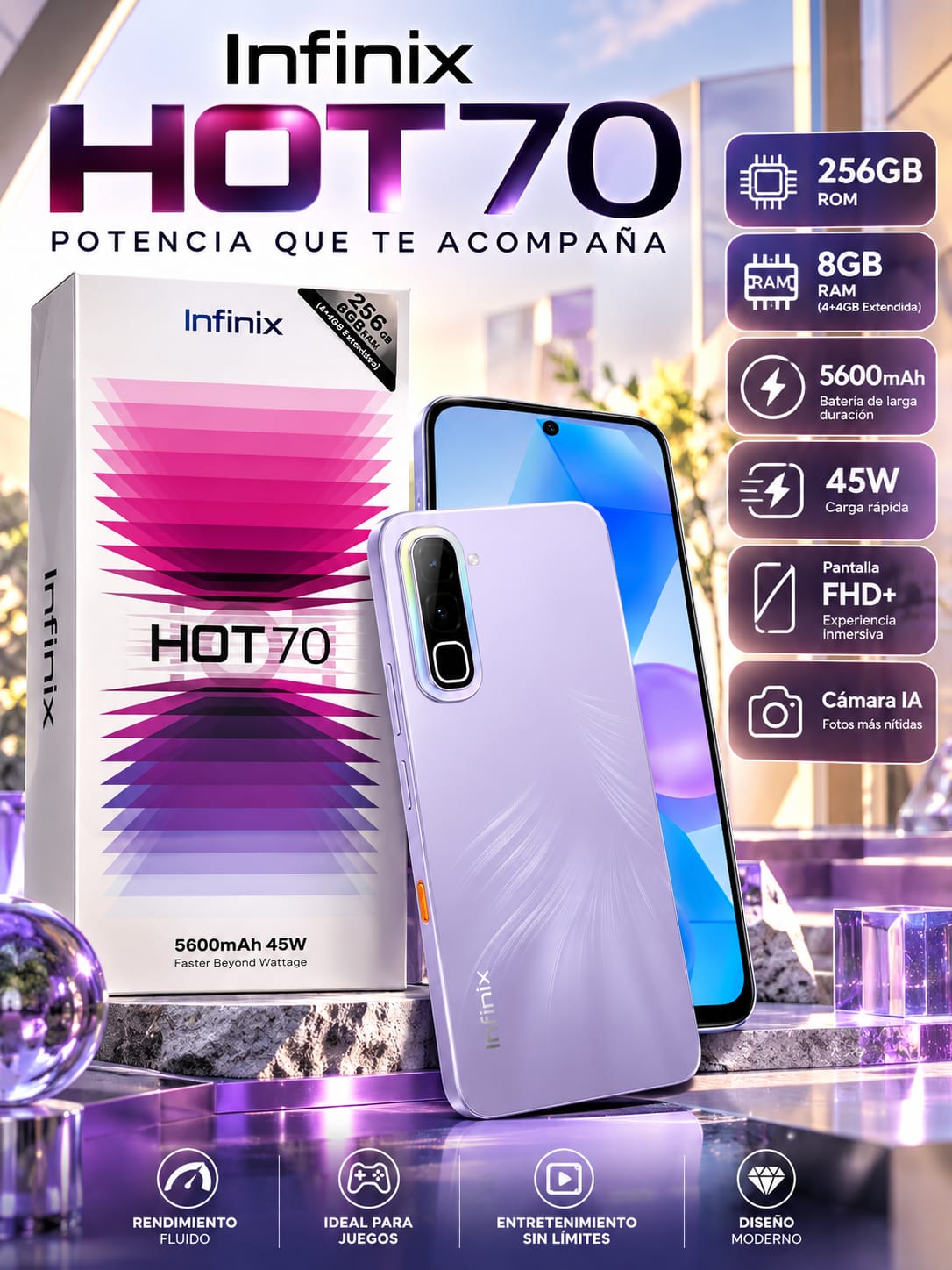 Infinix Hot 70 Quiet Violet 8GB(4+4)+256GB